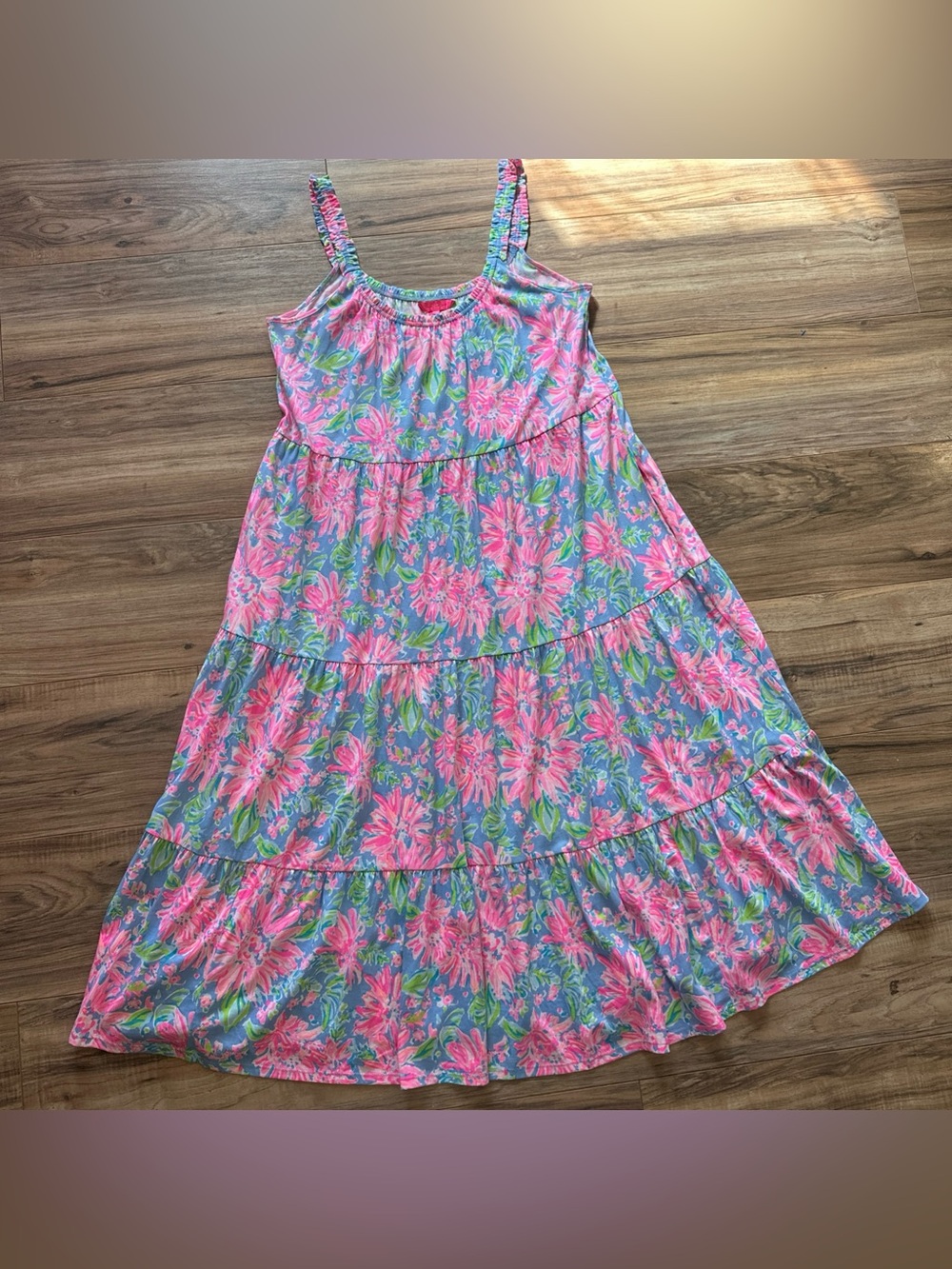 Lilly Pulitzer Loro Midi Dress Size MEDIUM Blue Peri Sunrise Bay EUC